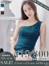 【新春セール開催中！! 】XSサイズあり【Veautt/ヴュート】【OF05】ワンショルダー/ ウエストスリットビジュー/ ひざ丈/ タイト/ アシンメトリー/ ミディアムドレス/ キャバドレス