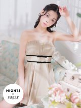【NIGHTS掲載】XSサイズあり【an/アン】ベアトップ/ バストジップ/ ウエストリボン/ ギャザー/ フレア/ ミニドレス/ キャバドレス[OF05]