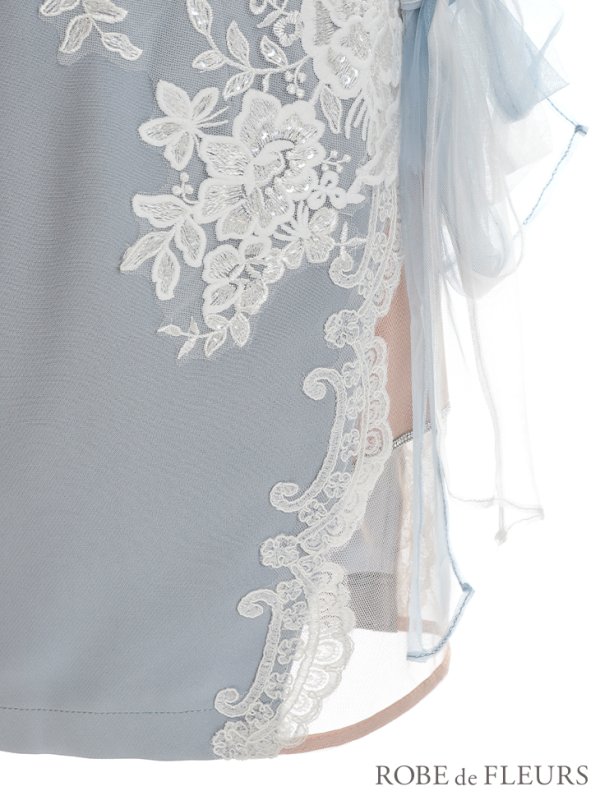 画像11: XSサイズあり【ROBE de FLEURS/ローブドフルール】ジップ / ZIP/ シフォンリボン/ ワンショル/ サイドシアー/ タイト/ レースクリスタルドレス/ ミニドレス/ キャバドレス[OF08]