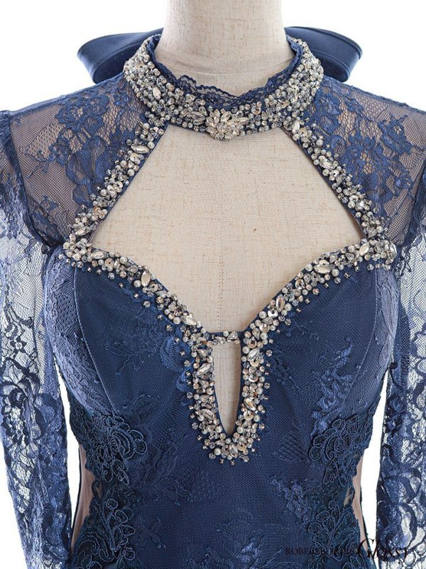 画像10: XSサイズあり【Glossy/グロッシー】アメスリ/ ビジュー/ レース/ サイドシアー/ 七分袖/ 袖あり/ アシメ/ タイト/ ミニドレス/ キャバドレス【HC02】