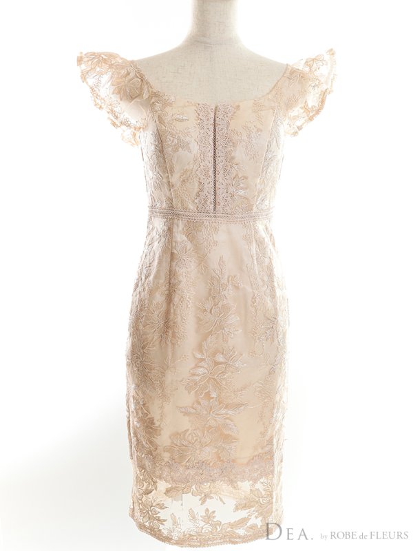 画像12: Lサイズあり【DEA./ディア】ワンピース/ 刺繍レース/ フリル袖/ タイト/ ひざ丈/ ミディアム/ キャバドレス【OF08】