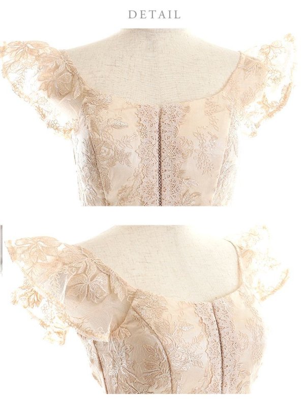 画像13: Lサイズあり【DEA./ディア】ワンピース/ 刺繍レース/ フリル袖/ タイト/ ひざ丈/ ミディアム/ キャバドレス【OF08】