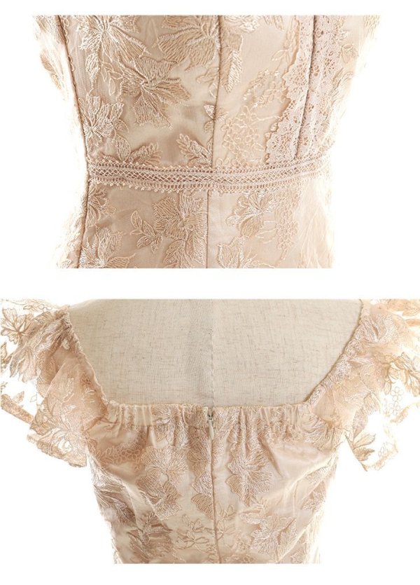 画像14: Lサイズあり【DEA./ディア】ワンピース/ 刺繍レース/ フリル袖/ タイト/ ひざ丈/ ミディアム/ キャバドレス【OF08】