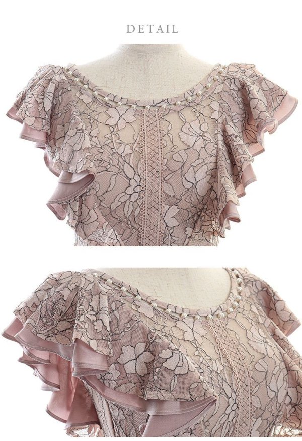 画像13: Lサイズあり【DEA./ディア】ワンピース/ 総レース/ パール/ フリル袖/ 袖あり/ 膝丈/ ミディアム/ キャバドレス【OF08】