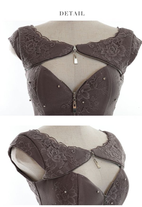 画像25: XSサイズあり【Glossy/グロッシー】 ジップ/ ビジュードット/ ストレッチ/ タイト/ ミニドレス/ キャバドレス【HC02】