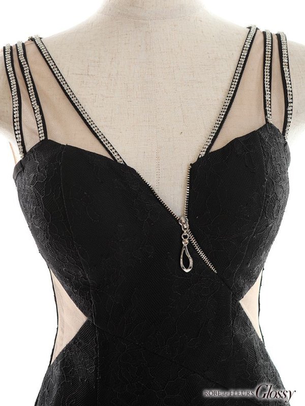 画像14: XSサイズあり☆【Glossy/グロッシー】フロントジップ/ バックチュール/ 総レース/ ノースリーブ/ タイト/ ミニドレス/ キャバドレス【HC02】