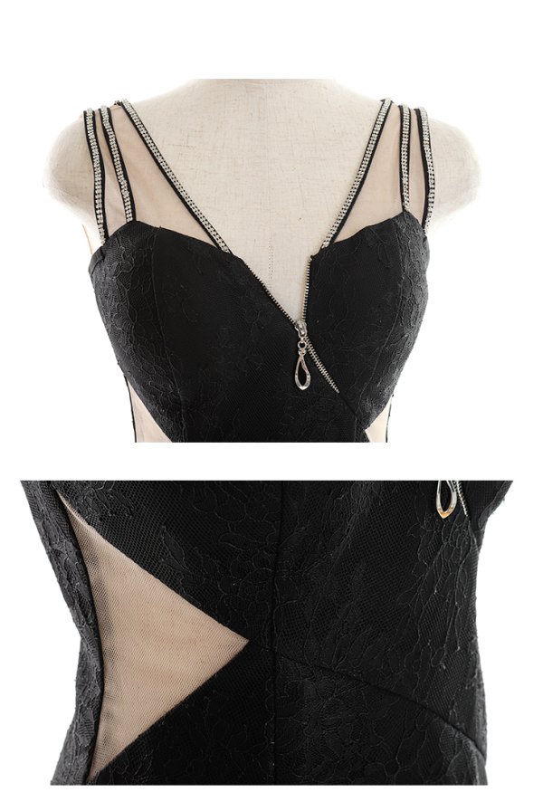 画像16: XSサイズあり☆【Glossy/グロッシー】フロントジップ/ バックチュール/ 総レース/ ノースリーブ/ タイト/ ミニドレス/ キャバドレス【HC02】