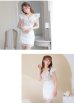 画像4: XS〜Lサイズあり【ROBE de FLEURS/ローブドフルール】ウエストビジュー/ シースルーレース/ フリルスリーブ/ 台形スカート/ ミニドレス/ キャバドレス[OF2]