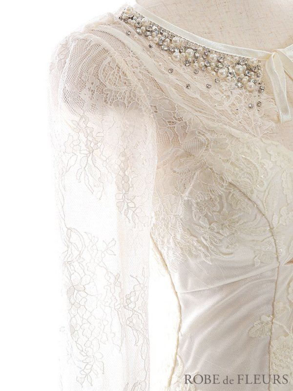 画像14: 【ROBE de FLEURS/ローブドフルール】バストカット/ レース/ ビジュー/ リボン/ 長袖 / 袖あり/ タイト/ ミニドレス/ キャバドレス[OF08]