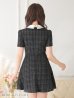 画像9: XSサイズあり【ROBE de FLEURS/ローブドフルール】ツイード/ 襟付きジップ/ フレア/ ミニドレス/ キャバドレス[OF2]