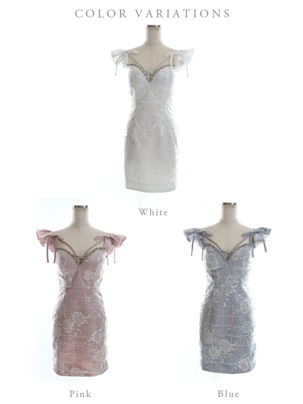 画像15: XSサイズあり【ROBE de FLEURS/ローブドフルール】リボン/ 格子柄/ フリル/ フラワーレース/ ビジュー/ タイト/ ミニドレス/ キャバドレス[OF08]