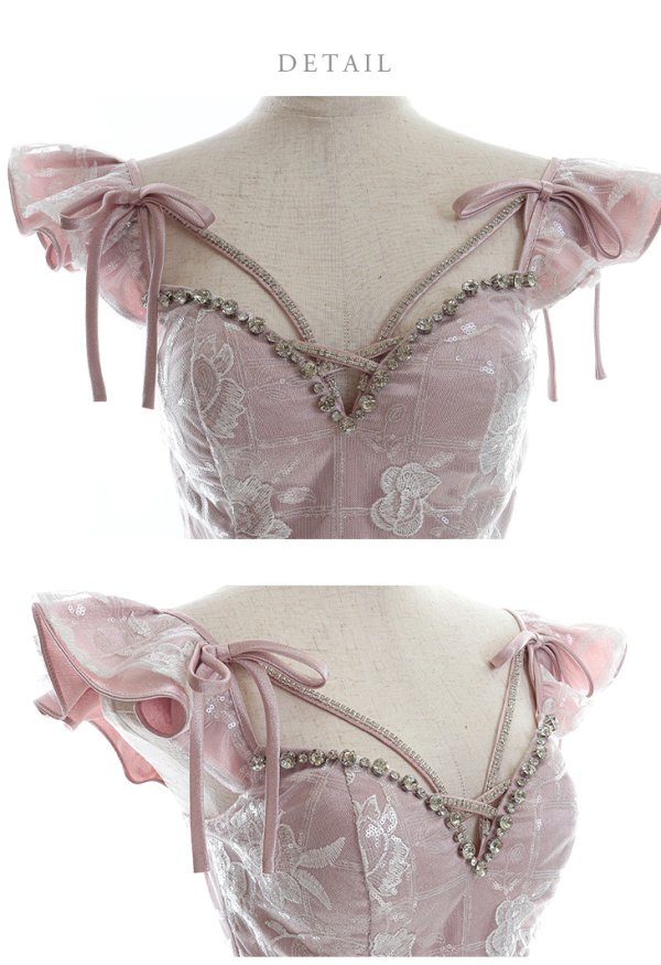 画像8: XSサイズあり【ROBE de FLEURS/ローブドフルール】リボン/ 格子柄/ フリル/ フラワーレース/ ビジュー/ タイト/ ミニドレス/ キャバドレス[OF08]