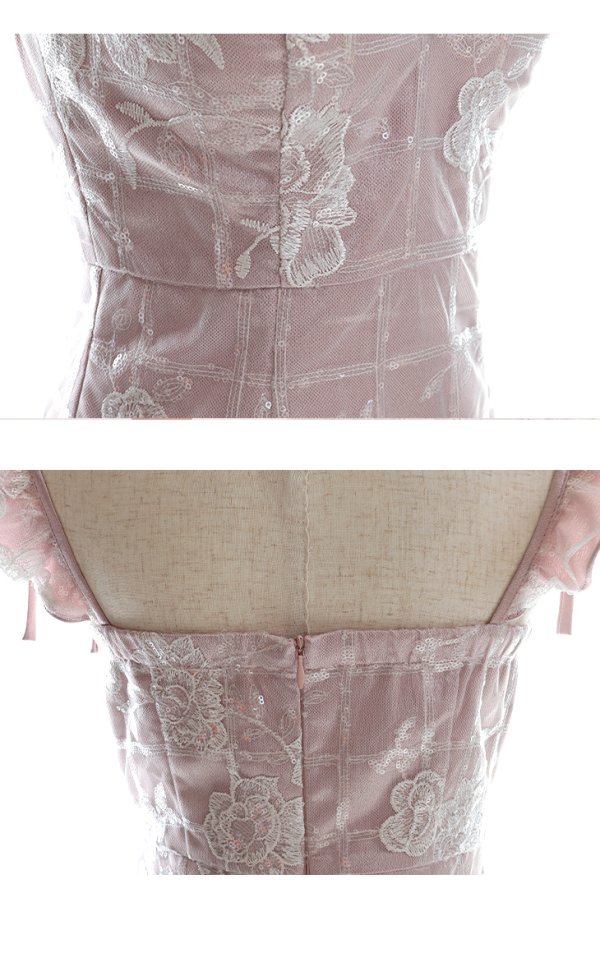 画像9: XSサイズあり【ROBE de FLEURS/ローブドフルール】リボン/ 格子柄/ フリル/ フラワーレース/ ビジュー/ タイト/ ミニドレス/ キャバドレス[OF08]