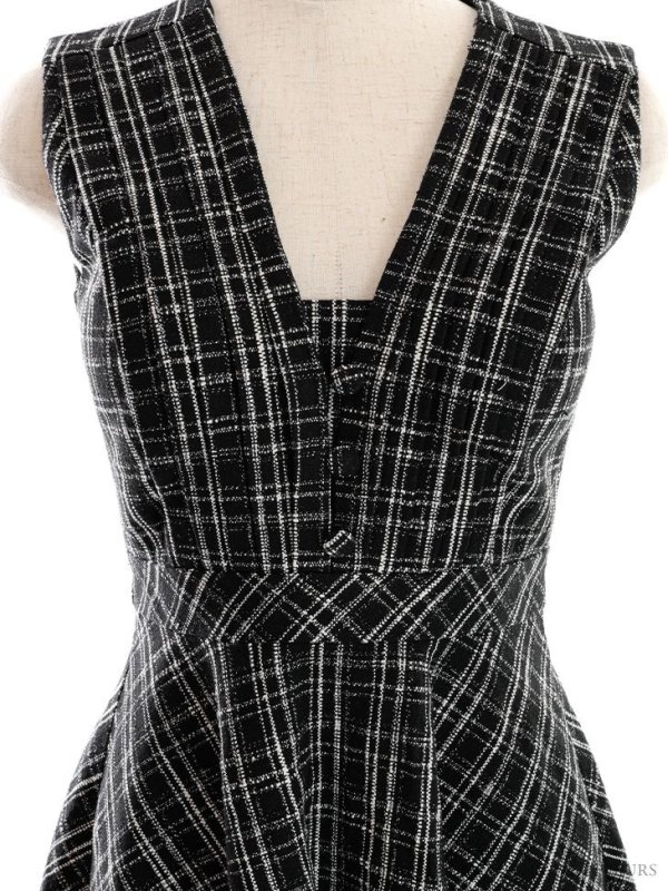 画像10: Lサイズあり【DEA./ディア】チェックプリント/ ツイード/ ノースリーブ/ 膝丈/ Aライン/ フレア/ ワンピース/ ミディアムドレス/ キャバドレス【OF08】