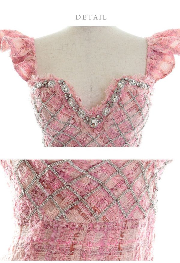 画像13: XSサイズあり【ROBE de FLEURS/ローブドフルール】ラメツイード/ 大粒ビジュー/ フリル/ タイト/ ミニドレス/ キャバドレス[OF08]