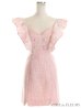 画像9: XSサイズあり【ROBE de FLEURS/ローブドフルール】ラメツイード/ レースフリル袖/ ウエストカット/ スリット/ ハートカット/ タイト/ ミニドレス/ キャバドレス[OF2]