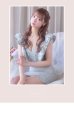 画像7: XSサイズあり【ROBE de FLEURS/ローブドフルール】ラメツイード/ レースフリル袖/ ウエストカット/ スリット/ ハートカット/ タイト/ ミニドレス/ キャバドレス[OF2]