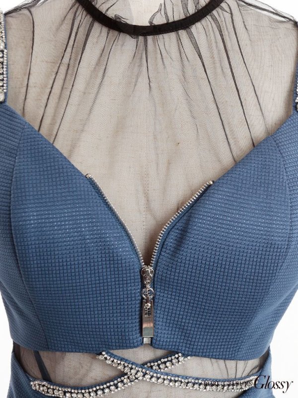 画像7: XSサイズあり【Glossy/グロッシー】チュールスリーブ/ 袖あり/ 長袖/ ストレッチ/ タイト/ ミニドレス/ キャバドレス【OF08】