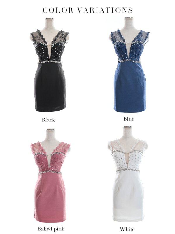 画像15: 【Glossy/グロッシー】スパンコール付きレース/ ノースリーブ/ ストレッチ/ サイドチュール/ タイト/ ミニドレス/ キャバドレス【HC02】