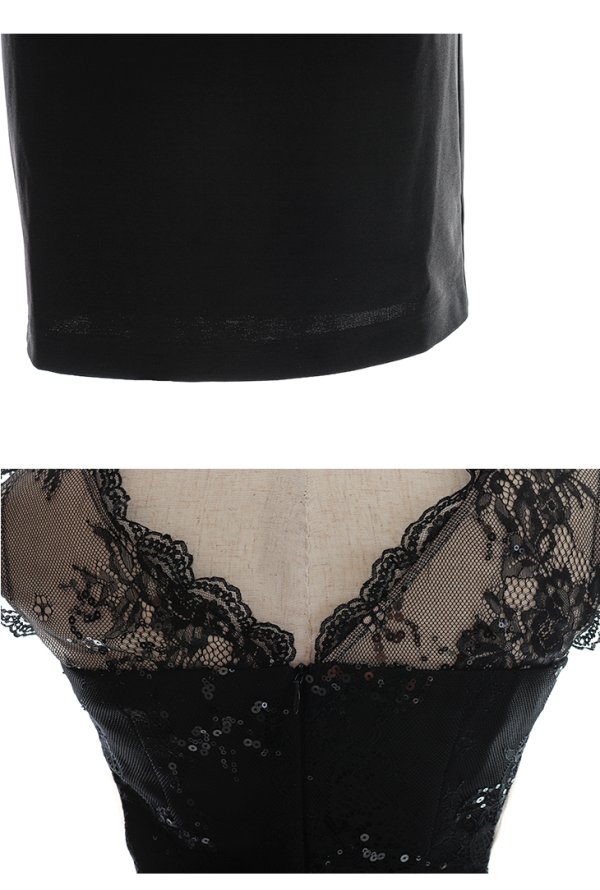 画像13: 【Glossy/グロッシー】スパンコール付きレース/ ノースリーブ/ ストレッチ/ サイドチュール/ タイト/ ミニドレス/ キャバドレス【HC02】