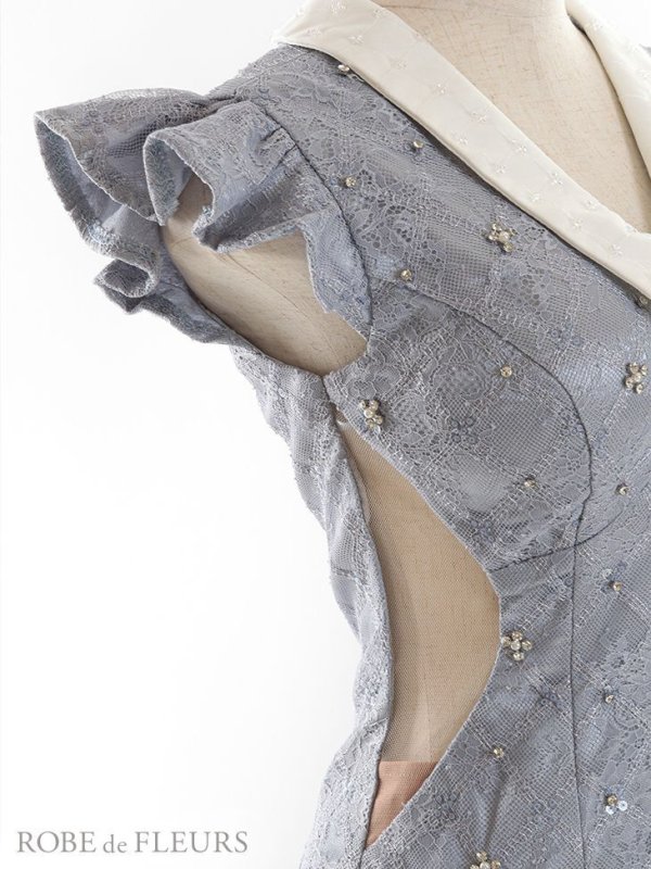 画像14: XSサイズあり【ROBE de FLEURS/ローブドフルール】リボン/ 襟付き/ フリル/ サイドシアー/ ビジュー/ タイト/ ミニドレス/ キャバドレス[OF08]