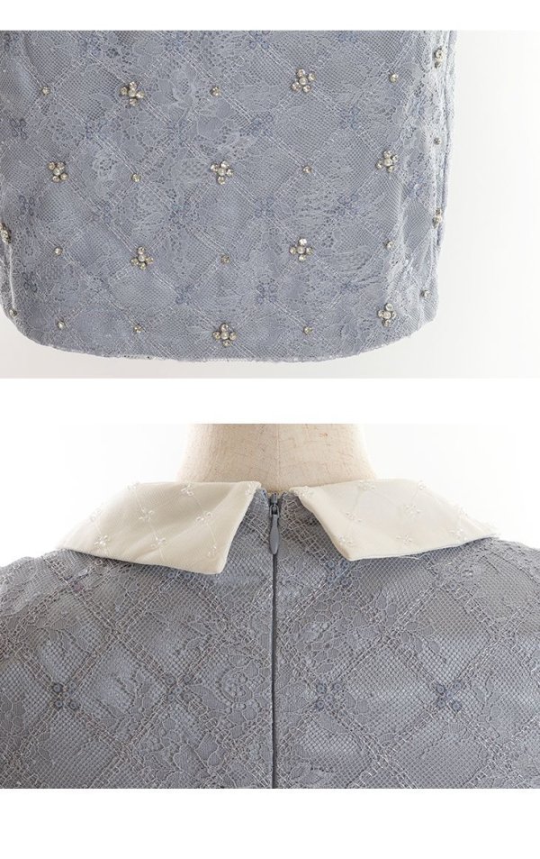 画像18: XSサイズあり【ROBE de FLEURS/ローブドフルール】リボン/ 襟付き/ フリル/ サイドシアー/ ビジュー/ タイト/ ミニドレス/ キャバドレス[OF08]