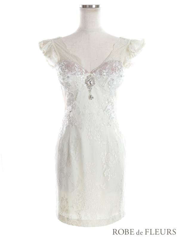 画像8: 【ROBE de FLEURS/ローブドフルール】ビジュー/ サイドシアー/ レース/ 立体フラワー/ ノースリーブ/ タイト/ ミニドレス/ キャバドレス[OF08]