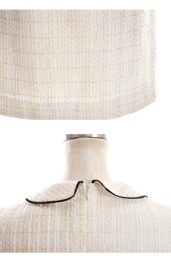 画像15: XS-Lサイズあり【ROBE de FLEURS/ローブドフルール】ツイード/ リボン/ 襟つき/ 台形スカート/ ミニドレス/ キャバドレス[OF08]