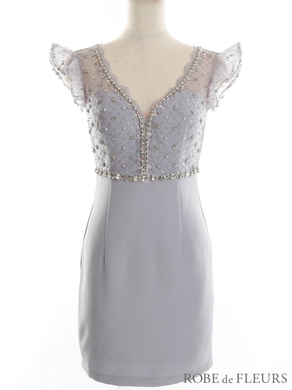 画像11: XSサイズあり【ROBE de FLEURS/ローブドフルール】フリル/ ビジュー/ チュール/ タイト/ ミニドレス/ キャバドレス[OF08]