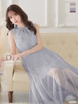 Lサイズあり【DEA. by ROBE de FLEURS/ディアバイローブドフルール】ケミカルレース/ チュール/ フロントジップ/ ZIP/ ワンピース/ Aライン/ マキシ丈/ キャバドレス