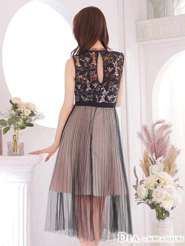 画像8: Lサイズあり【DEA./ディア】ケミカルレース/ チュール/ フロントジップ/ ZIP/ ワンピース/ Aライン/ マキシ丈/ キャバドレス【OF08】