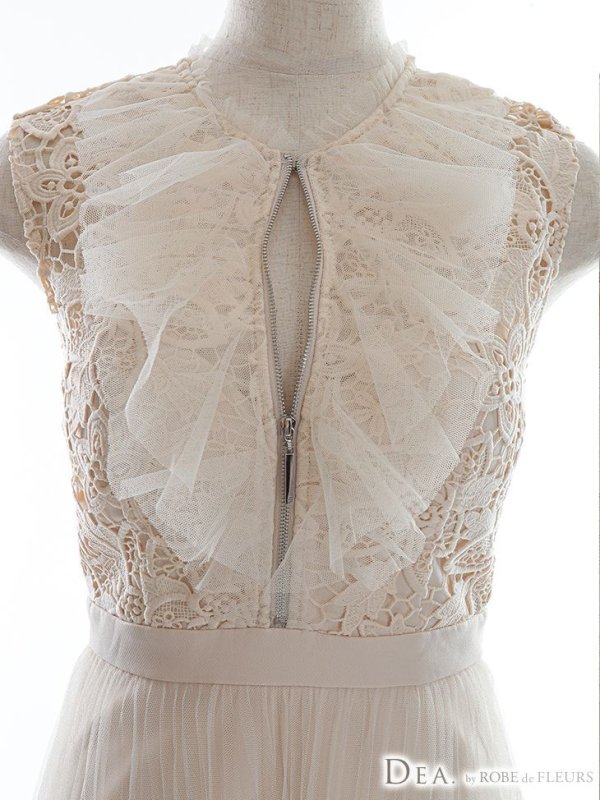 画像10: Lサイズあり【DEA./ディア】ケミカルレース/ チュール/ フロントジップ/ ZIP/ ワンピース/ Aライン/ マキシ丈/ キャバドレス【OF08】