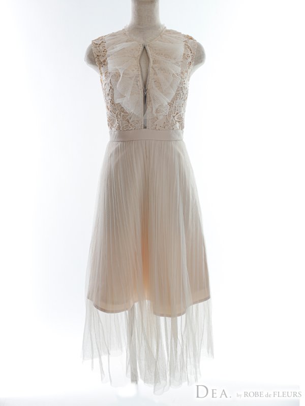 画像9: Lサイズあり【DEA./ディア】ケミカルレース/ チュール/ フロントジップ/ ZIP/ ワンピース/ Aライン/ マキシ丈/ キャバドレス【OF08】