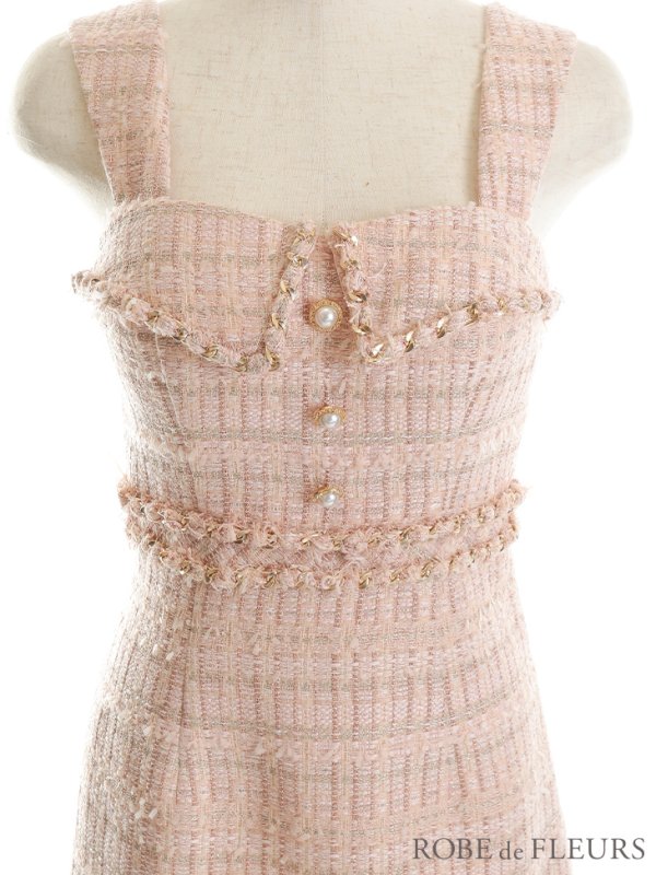 画像12: 【LIMITED SALE開催中！! 11月11日より順次発送予定】XSサイズあり【ROBE de FLEURS/ローブドフルール】スプリングツイード/ フリル裾/ マーメイド/ キャミ/ ミニドレス/ キャバドレス[OF08]