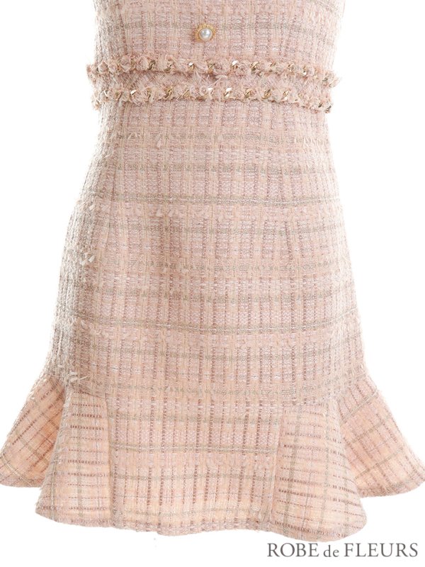 画像14: 【LIMITED SALE開催中！! 11月11日より順次発送予定】XSサイズあり【ROBE de FLEURS/ローブドフルール】スプリングツイード/ フリル裾/ マーメイド/ キャミ/ ミニドレス/ キャバドレス[OF08]