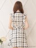 画像4: XSサイズあり【ROBE de FLEURS/ローブドフルール】クラシカルリボン/ ラメツイード/ フレア/ ミニドレス/ キャバドレス[OF2]