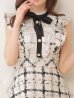 画像8: XSサイズあり【ROBE de FLEURS/ローブドフルール】クラシカルリボン/ ラメツイード/ フレア/ ミニドレス/ キャバドレス[OF2]