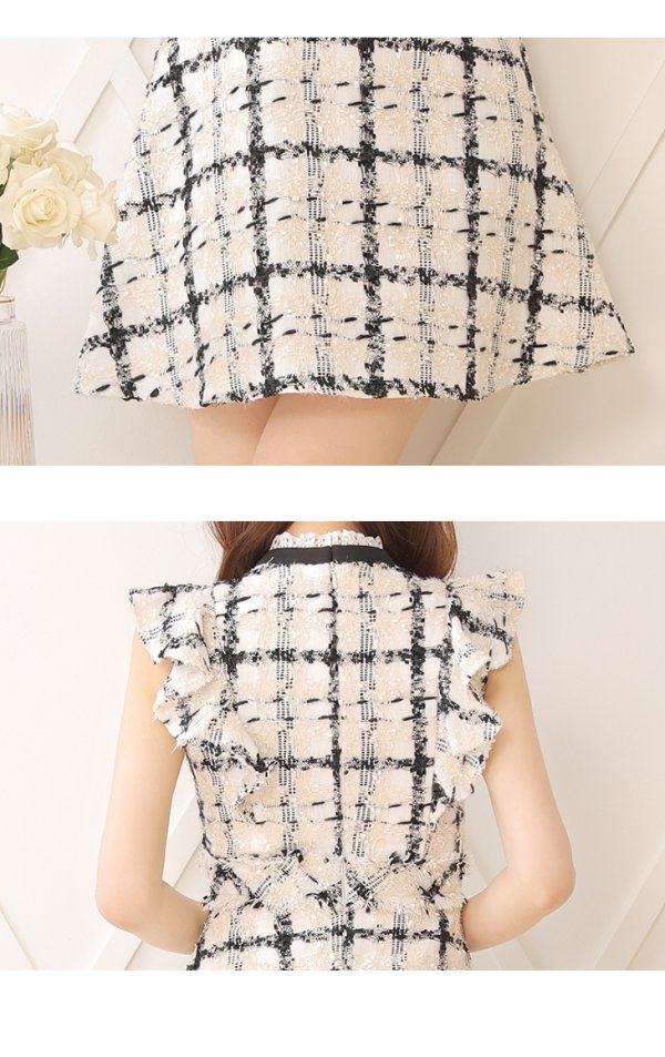 画像14: XSサイズあり【ROBE de FLEURS/ローブドフルール】クラシカルリボン/ ラメツイード/ フレア/ ミニドレス/ キャバドレス[OF08]