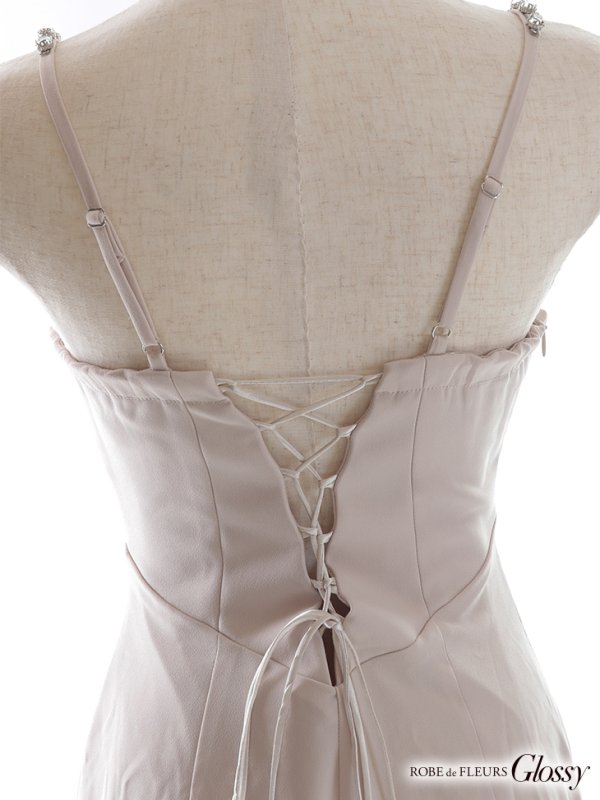 画像14: 【Glossy/グロッシー】マーメイド/ バックレースアップ/ キャミ/ ビジュー/ アシンメトリーフリル/ タイト/ マキシ丈/ キャバドレス【HC02】