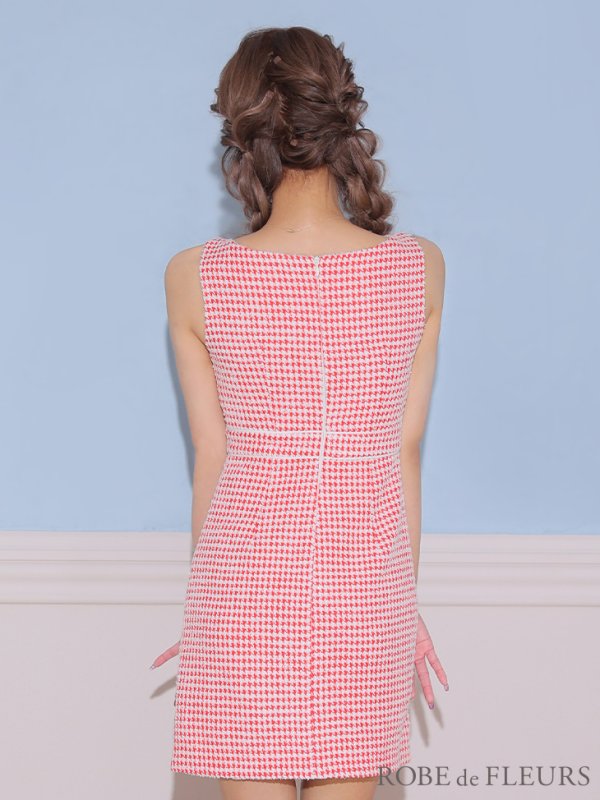 画像24: XSサイズあり【ROBE de FLEURS/ローブドフルール】ツイード/ 千鳥柄ラメ/ チェック/ 台形スカート/ ミニドレス/ キャバドレス[OF08]