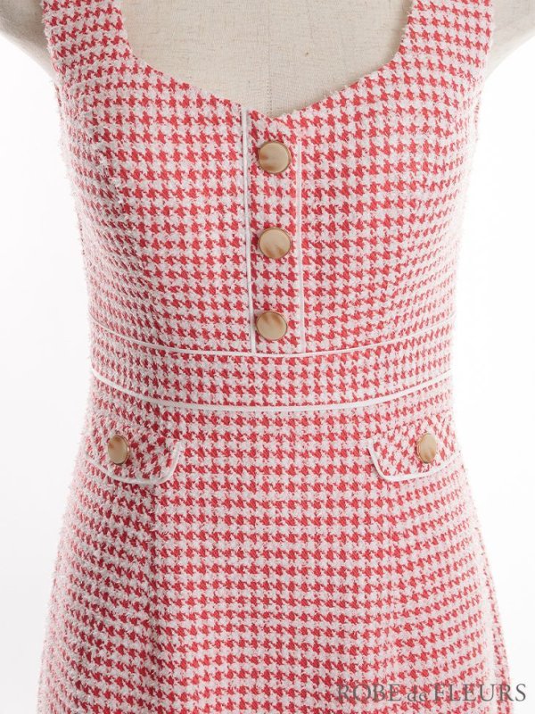 画像25: XSサイズあり【ROBE de FLEURS/ローブドフルール】ツイード/ 千鳥柄ラメ/ チェック/ 台形スカート/ ミニドレス/ キャバドレス[OF08]