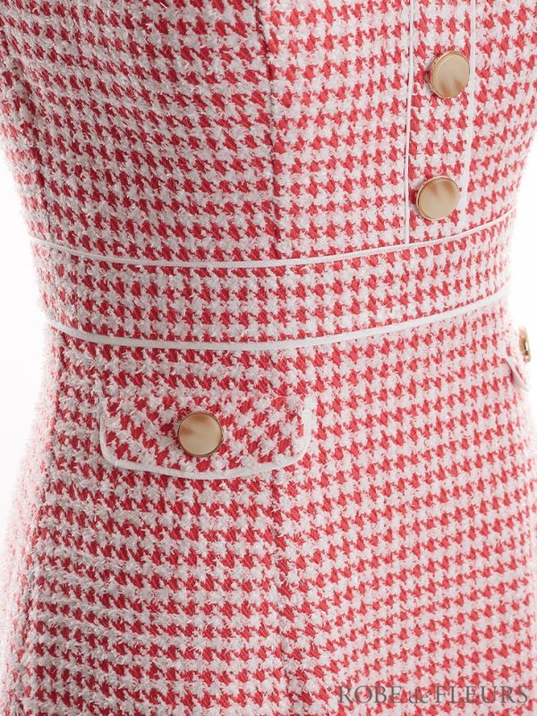 画像26: XSサイズあり【ROBE de FLEURS/ローブドフルール】ツイード/ 千鳥柄ラメ/ チェック/ 台形スカート/ ミニドレス/ キャバドレス[OF08]