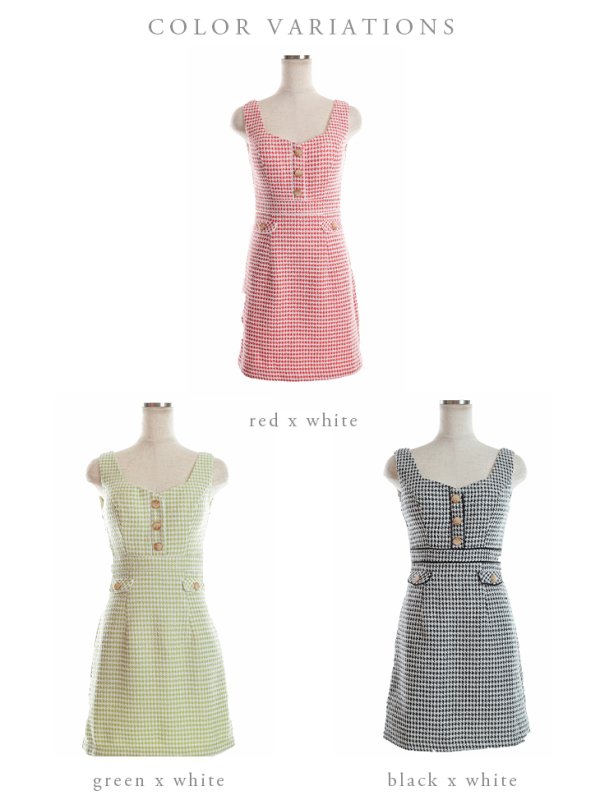 画像30: XSサイズあり【ROBE de FLEURS/ローブドフルール】ツイード/ 千鳥柄ラメ/ チェック/ 台形スカート/ ミニドレス/ キャバドレス[OF08]