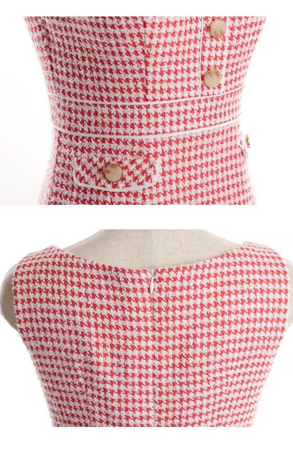 画像29: XSサイズあり【ROBE de FLEURS/ローブドフルール】ツイード/ 千鳥柄ラメ/ チェック/ 台形スカート/ ミニドレス/ キャバドレス[OF08]