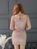 画像5: XSサイズあり【ROBE de FLEURS Glossy/ローブ・ド・フルール グロッシー】ビジューチョーカー/ 長袖/ 袖あり/ ダイヤチュール/ バックリボン/ タイト/ ミニドレス/ キャバドレス[OF2]