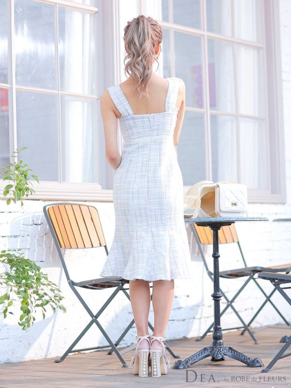 画像6: Lサイズあり【DEA./ディア】ラメ入りスプリングニット/ ツイード/ マーメイド/ フリル/ ミディアム丈/ ワンピース/ キャバドレス【OF08】