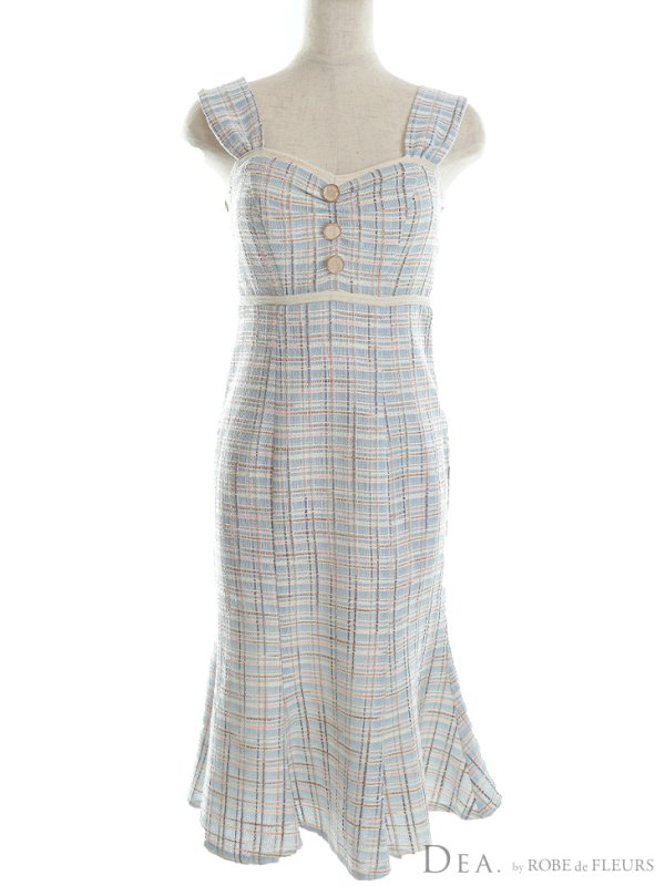 画像12: Lサイズあり【DEA./ディア】ラメ入りスプリングニット/ ツイード/ マーメイド/ フリル/ ミディアム丈/ ワンピース/ キャバドレス【OF08】