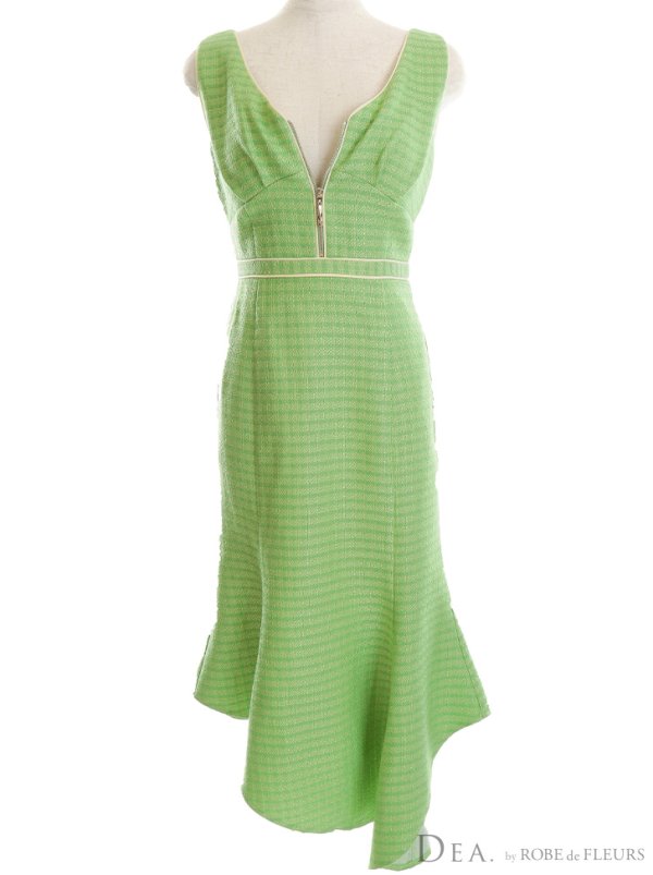 画像20: XS-Lサイズあり【DEA./ディア】スプリングツイード/ マーメイド/ アシンメトリー裾/ ジップ/ タイト/ ミディアム丈/ ワンピース/ キャバドレス【OF08】