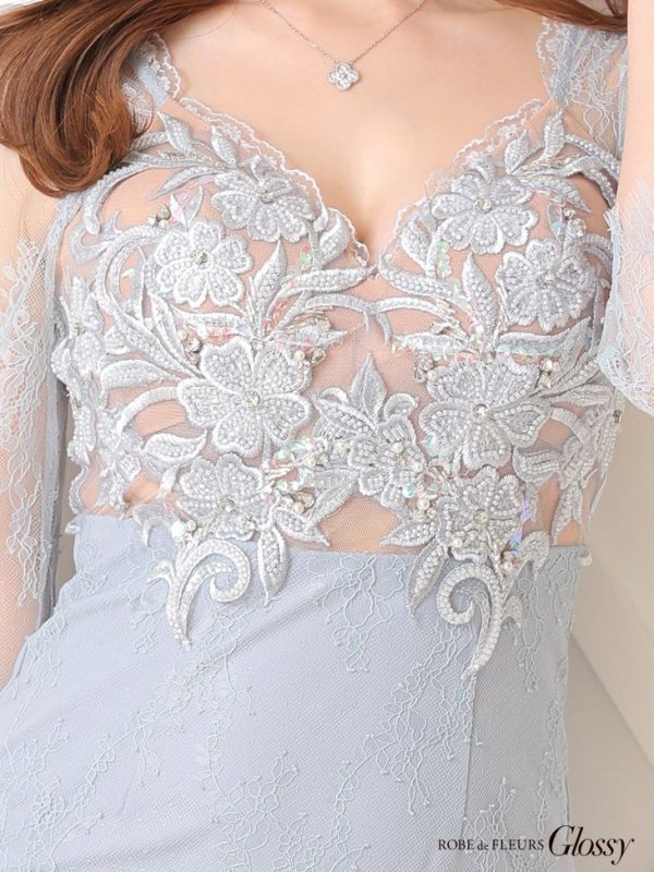 画像10: XS?Lサイズあり【Glossy/グロッシー】レース/ 七分袖/ 長袖/ 袖あり/ フラワーモチーフ/ タイト/ ミニドレス/ キャバドレス【HC02】