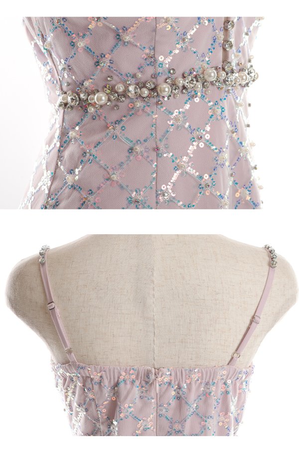 画像16: XSサイズあり【ROBE de FLEURS/ローブドフルール】スパンコール付きチュール/ アシンメトリー/ キャミソール/ フリル/ ミニドレス/ キャバドレス[OF08]